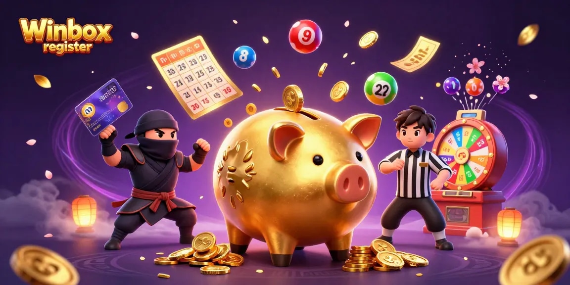Winbox register scene with vibrant characters, lottery elements, and dynamic gaming atmosphere.