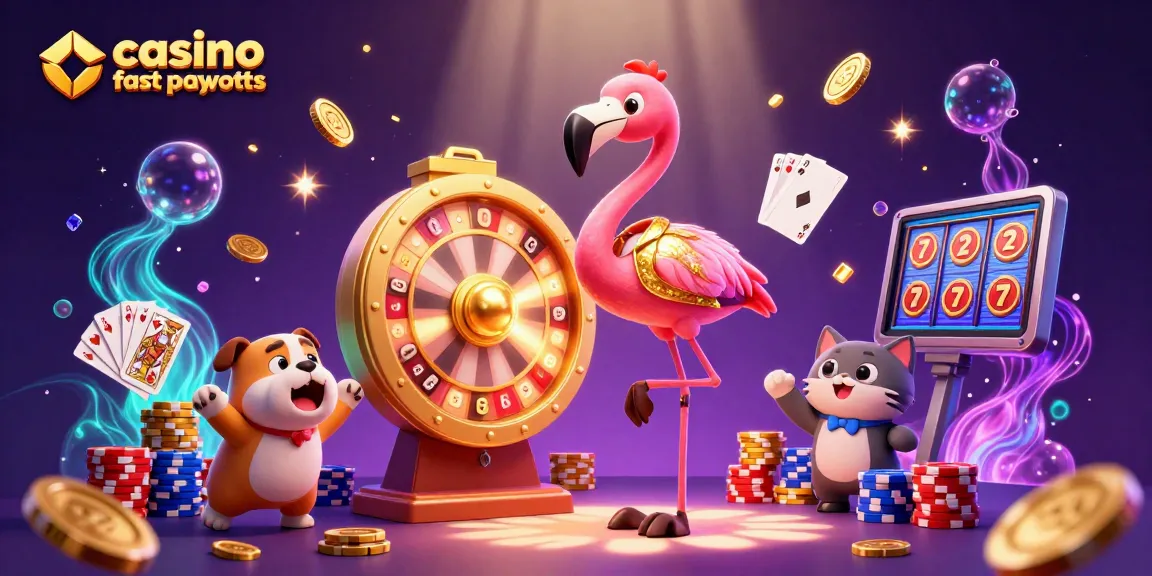 Experience casino fast payouts with exciting games and winning moments captured in 3D illustration.