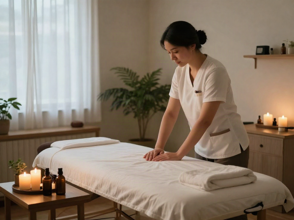 서대문출장마사지 service in a peaceful massage therapy room with calming decor.