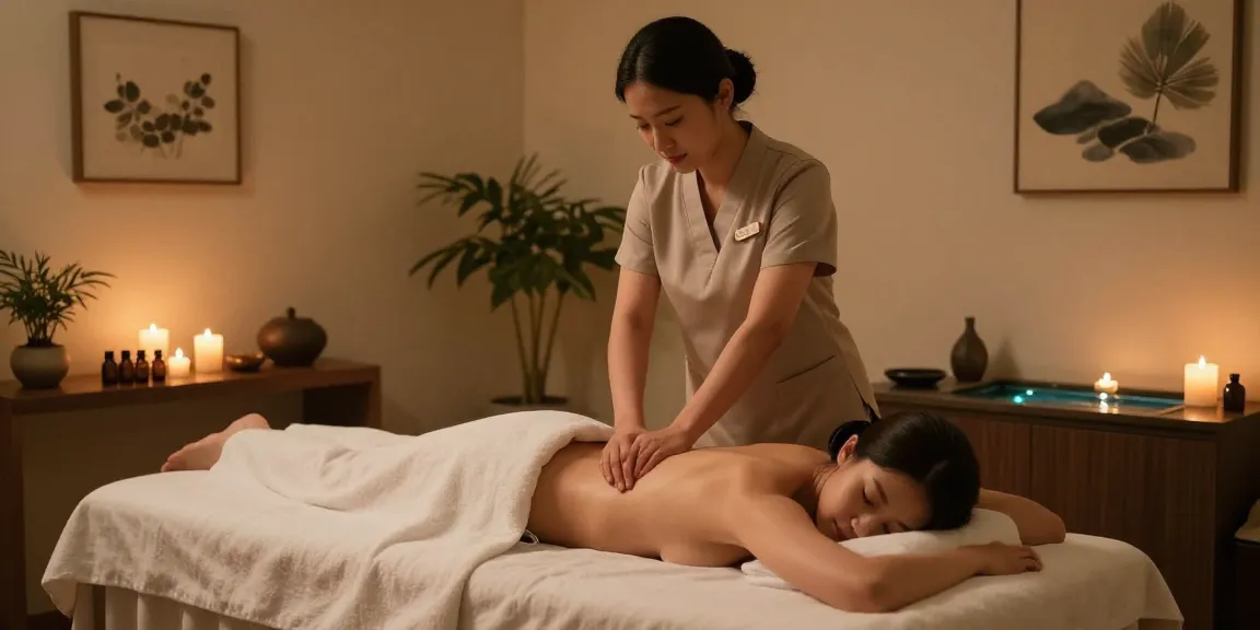 출장안마를 받으며 편안한 분위기의 마사지 테이블에서 여유로운 마사지 상황.