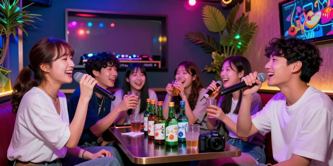 제주유흥에서 즐거운 밤을 보내는 젊은이들, 노래방에서 음악과 함께하는 모습