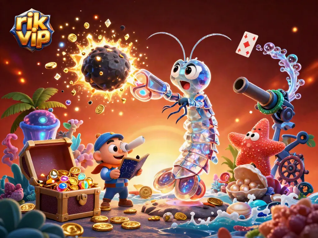 Engage with the thrilling world of rik vip as our galactic samurai mantis shrimp battles through asteroids, bringing forth riches.