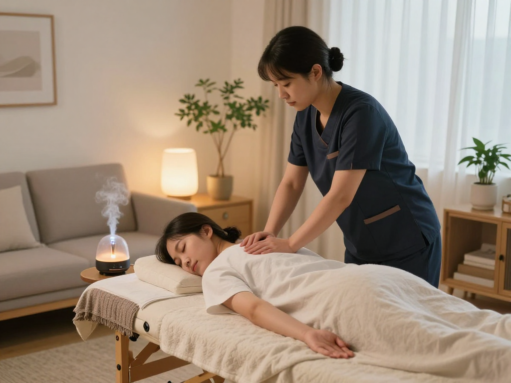 Relaxing 서울출장안마 session in a peaceful home environment with professional massage.