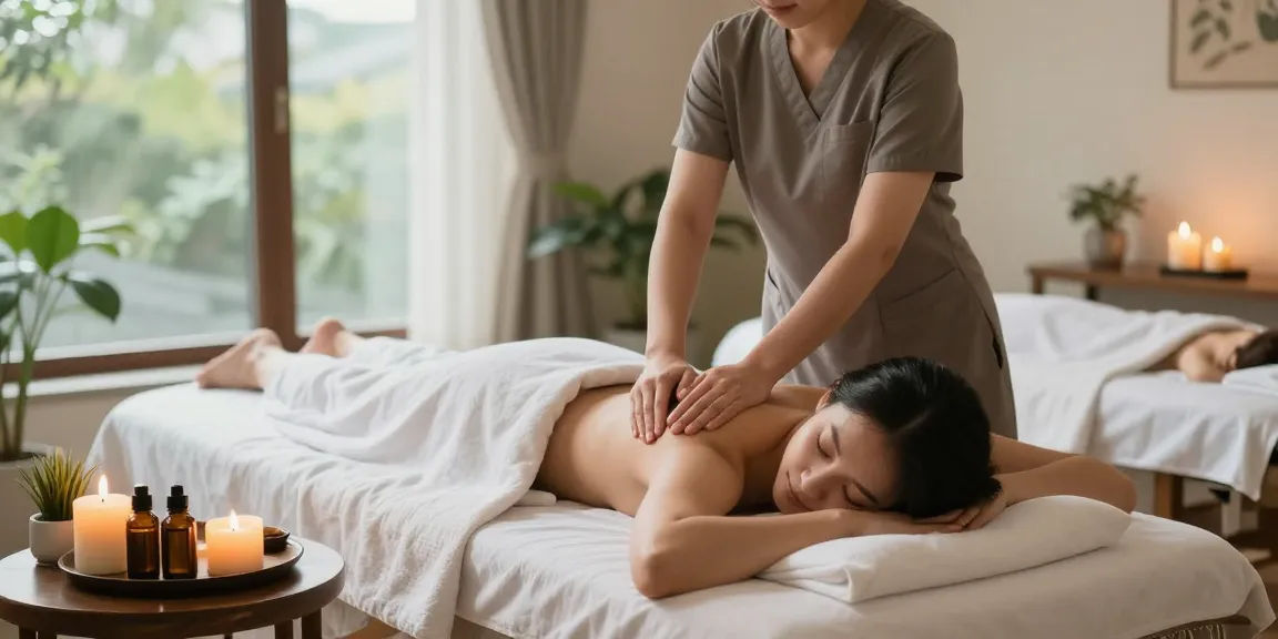 수원마사지에서 편안한 마사지를 받는 고객과 전문 관리사의 모습
