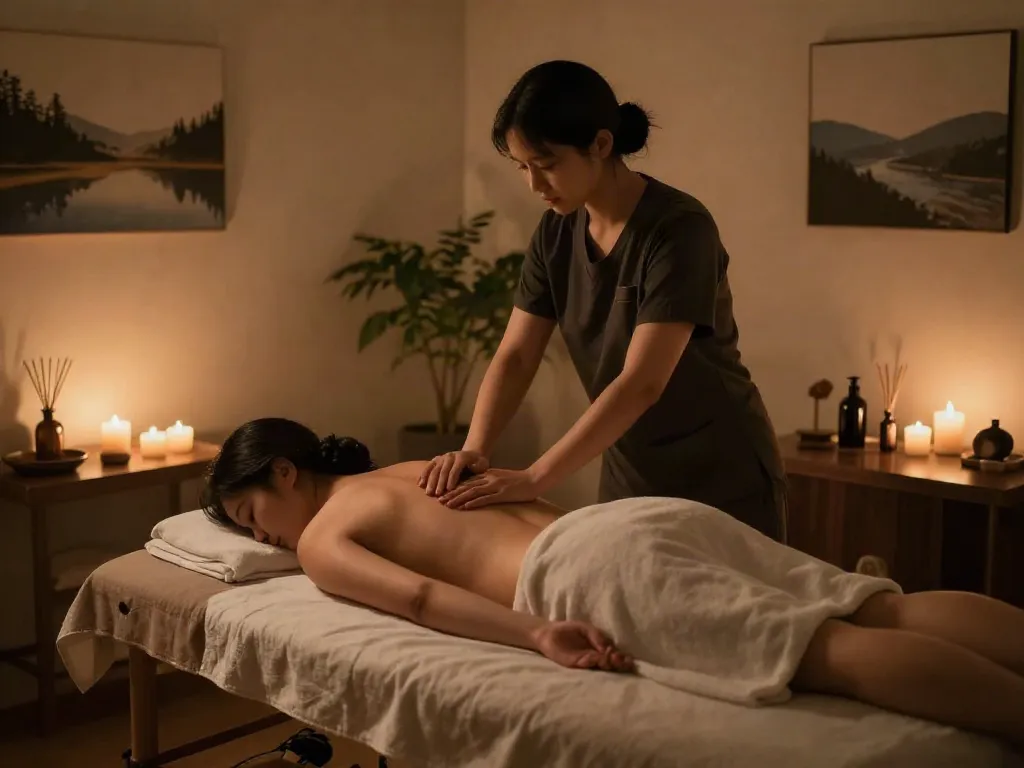 Enjoying a relaxing 안양출장안마 session in a tranquil spa atmosphere with soothing ambiance.