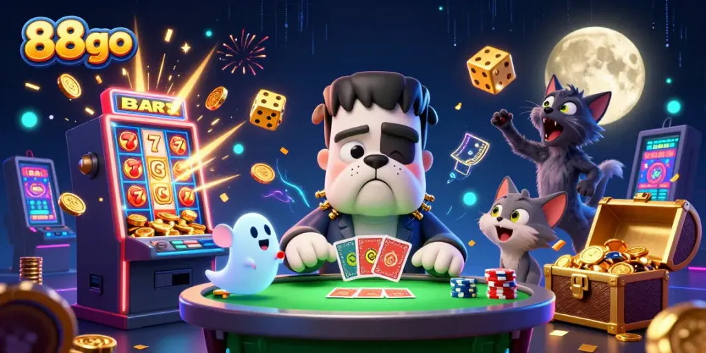 Win big with 88go at a thrilling casino with fantastic characters and vibrant elements.