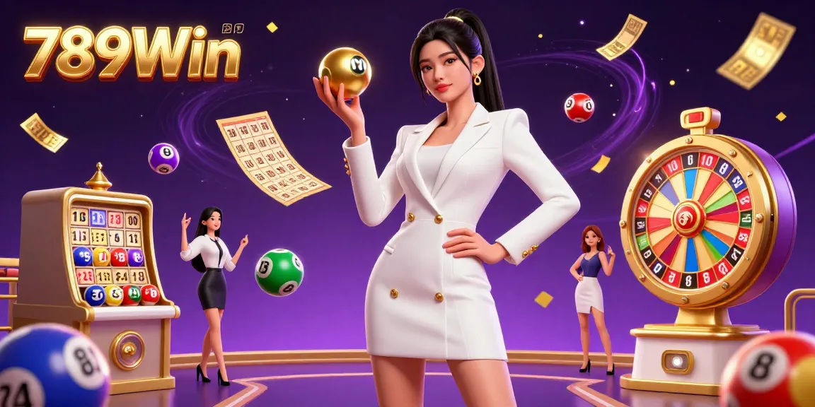 Winning with a roulette ball and vibrant lottery balls in a luxurious casino scene at 789Win.