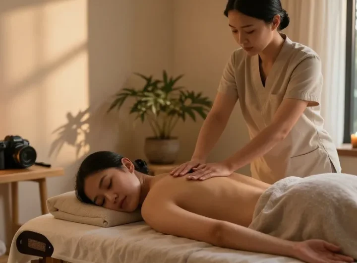 천안마사지 전문 마사지실에서 편안한 마사지 중인 모습