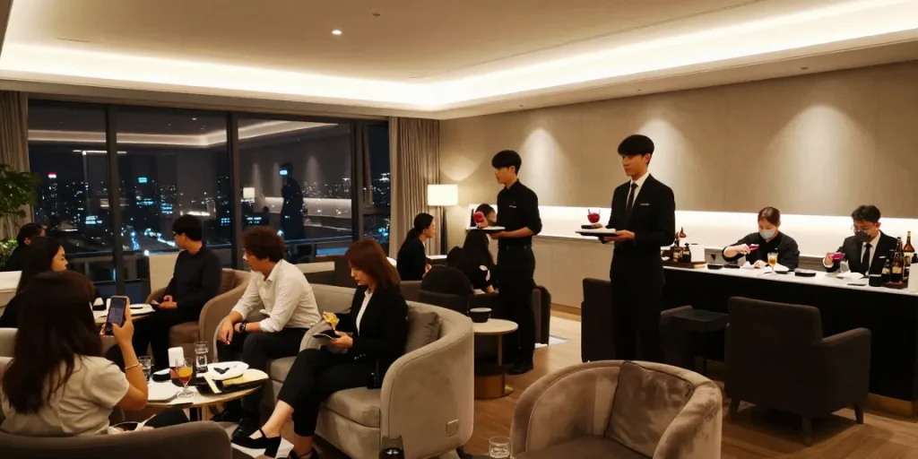 강남구구단에서 고급스러운 서비스와 분위기를 즐기는 모습